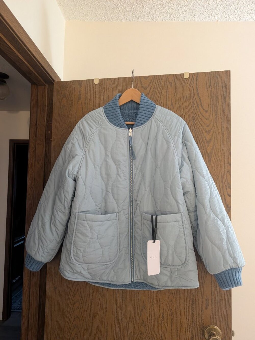 NWT Varley Serina Reversible Quilt Jacket Blue Size M
